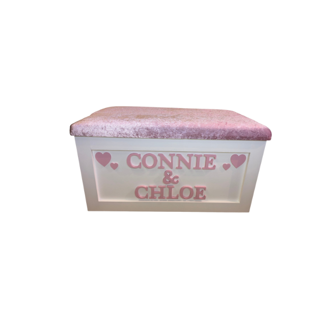 Personalised Children's Sibling Toy Box - Hearts