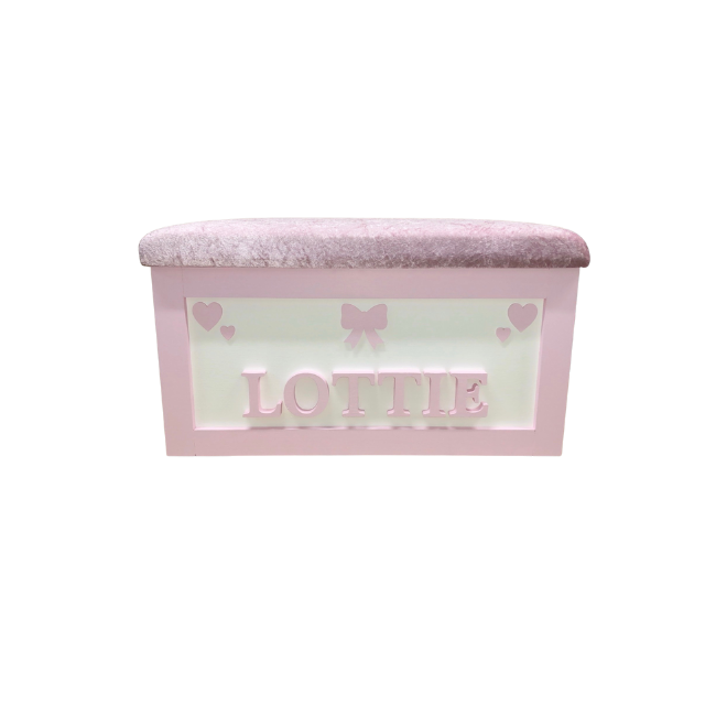 Personalised Children's Toy Box - Hearts & Bow