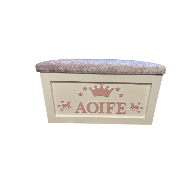 Personalised Children's Toy Box - Crown, Minnie Mouse & Stars