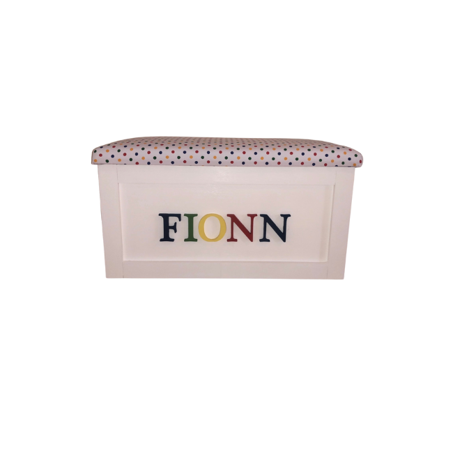 Personalised Children's Toy Box - Multicoloured Polka Dot