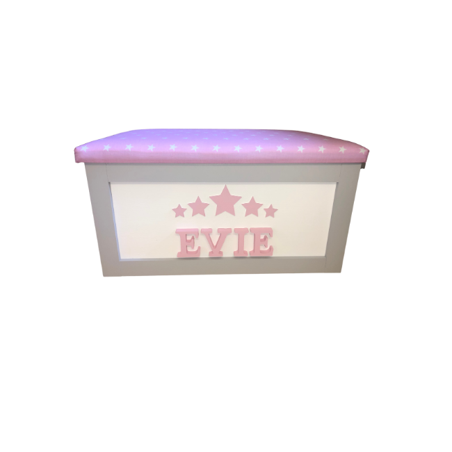 Personalised Children's Toy Box - Stars above name