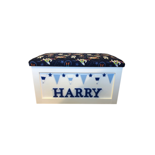 Personalised Children's Toy Box - Bunting Theme
