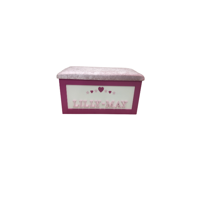Personalised Children's Toy Box - Hearts & Stars Arch