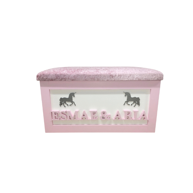 Personalised Children's Sibling Toy Box - Unicorns