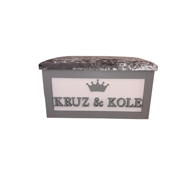 Personalised Children's Sibling Toy Box - Crown