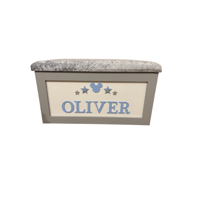 Personalised Children's Toy Box - Mickey Mouse & 3D Stars