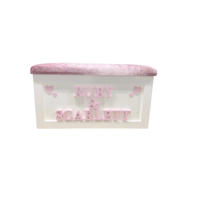 Personalised Children's Sibling Toy Box - Hearts