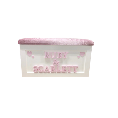Personalised Children's Sibling Toy Box - Hearts