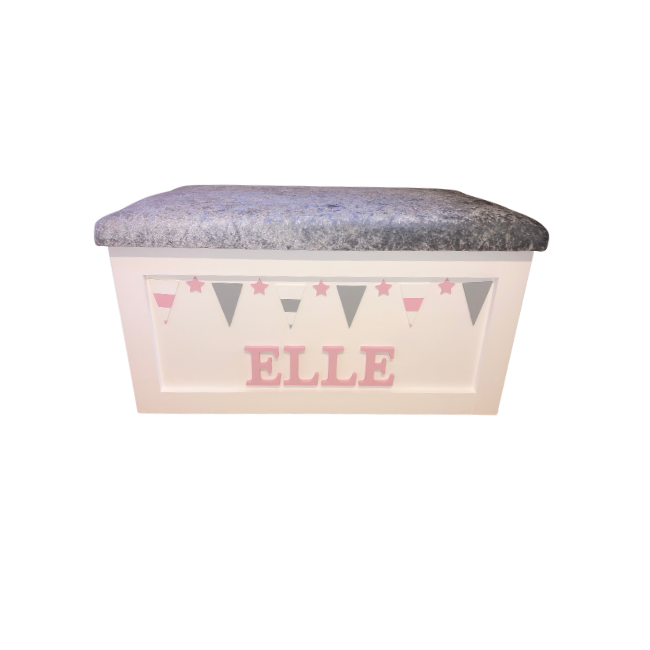 Personalised Children's Toy Box - Bunting Theme
