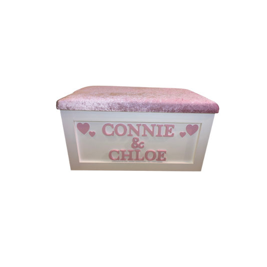 Personalised Children's Sibling Toy Box - Hearts