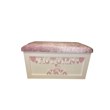Personalised Children's Sibling Toy Box - Hearts