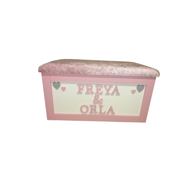 Personalised Children's Sibling Toy Box - Hearts