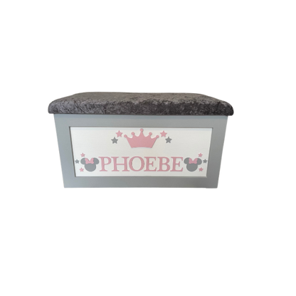 Personalised Children's Toy Box - Crown, Minnie Mouse & Stars