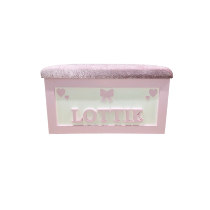 Personalised Children's Toy Box - Hearts & Bow
