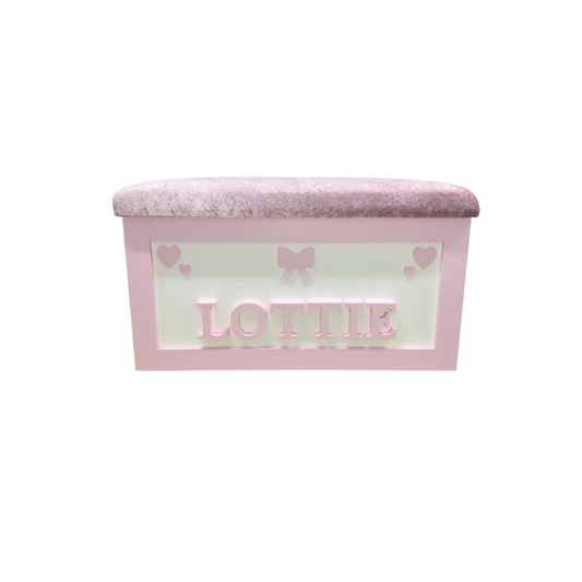 Personalised Children's Toy Box - Hearts & Bow