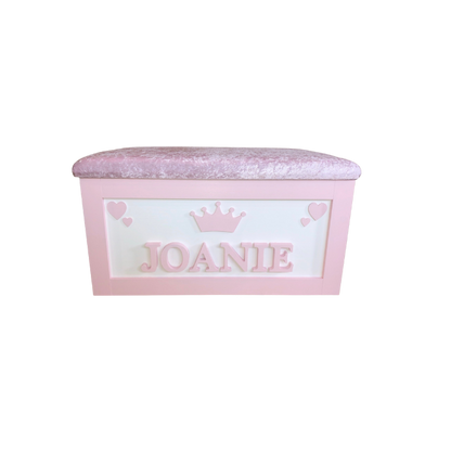 Personalised Children's Toy Box - Hearts & Crown