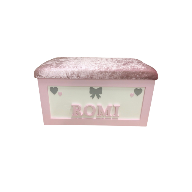 Personalised Children's Toy Box - Hearts & Bow