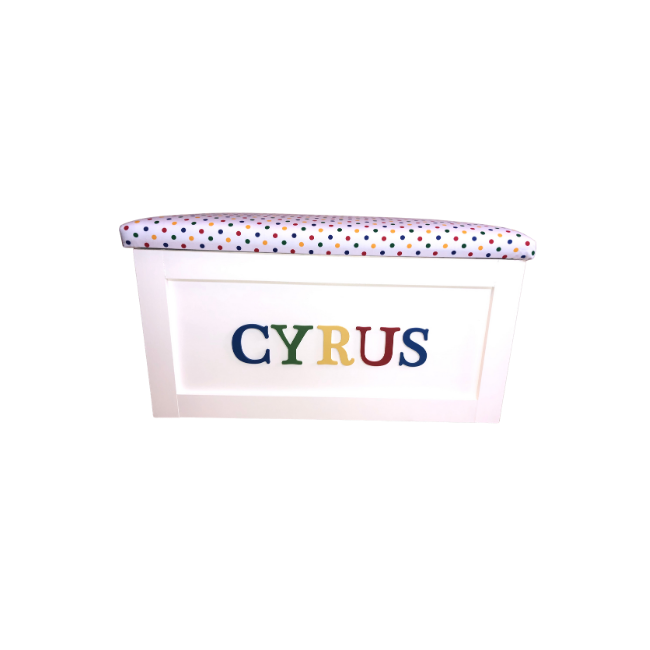 Personalised Children's Toy Box - Multicoloured Polka Dot