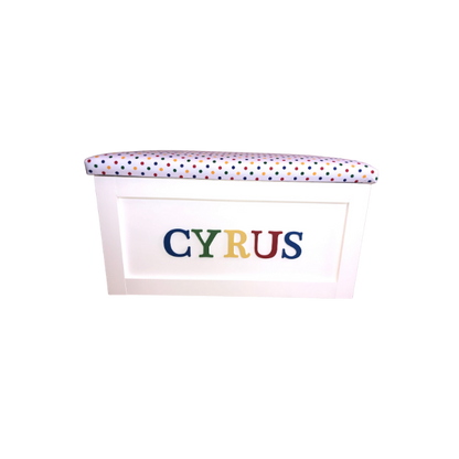 Personalised Children's Toy Box - Multicoloured Polka Dot