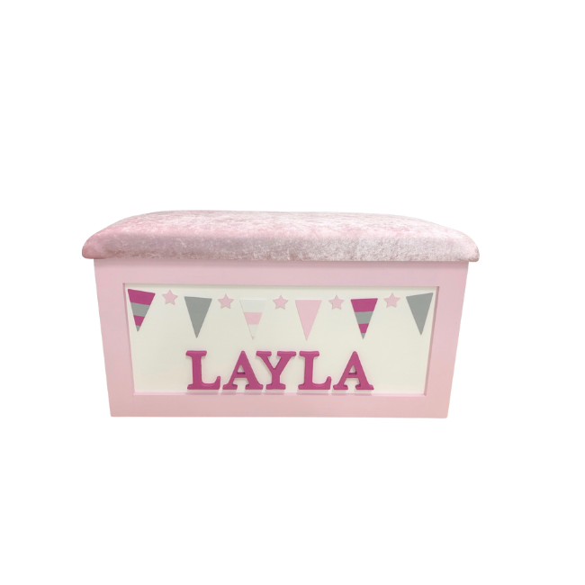 Personalised Children's Toy Box - Bunting Theme