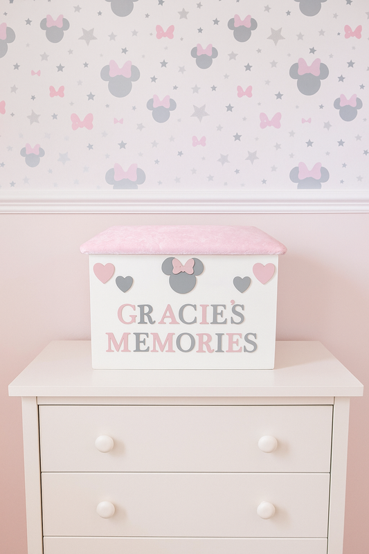 Personalised Memory Box - Minnie Mouse & Hearts