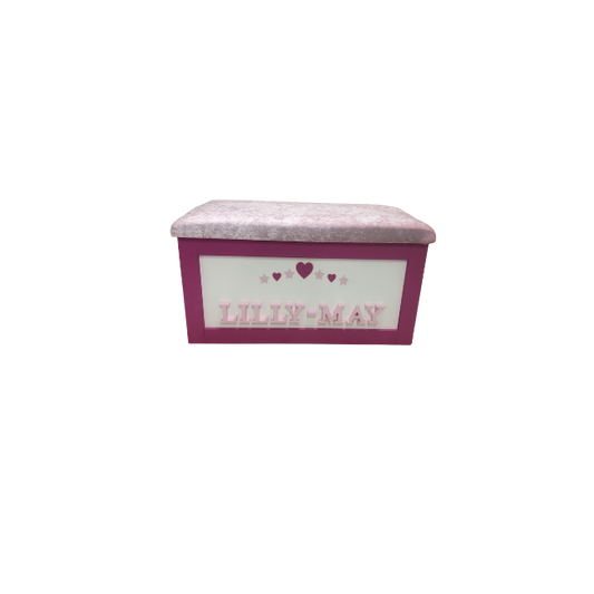 Personalised Children's Toy Box - Hearts & Stars Arch