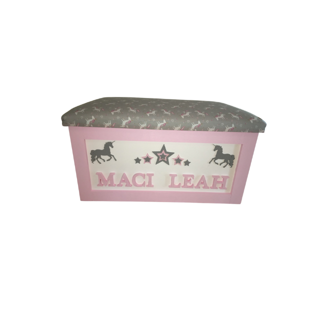 Personalised Children's Toy Box - 3D Stars & Unicorns