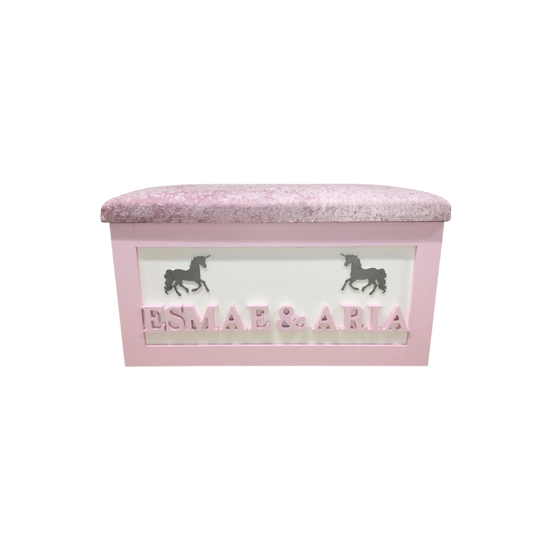 Personalised Children's Sibling Toy Box - Unicorns