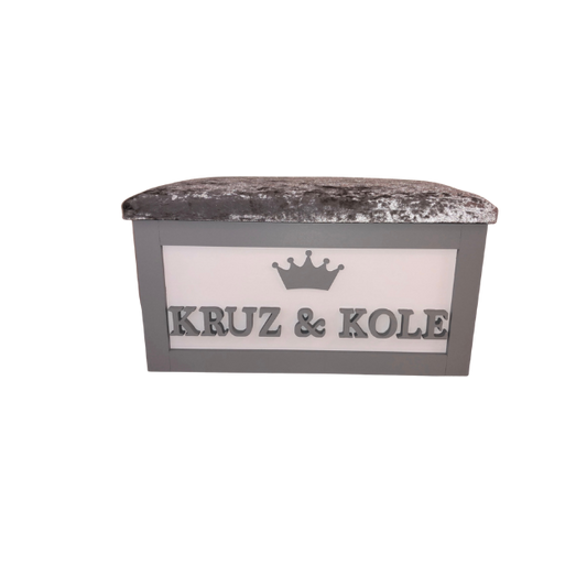 Personalised Children's Sibling Toy Box - Crown