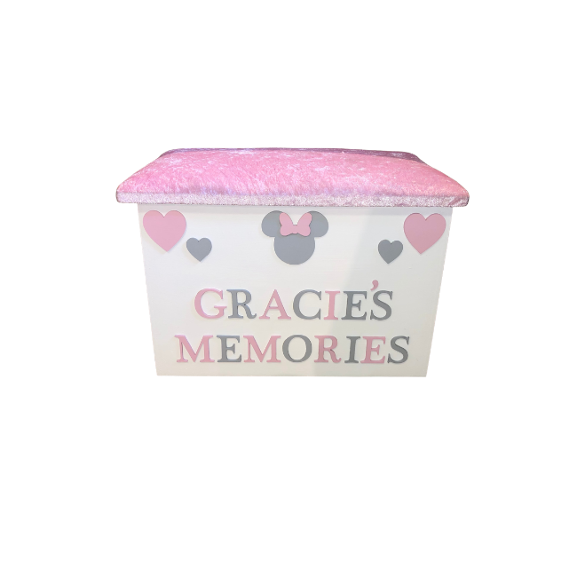 Personalised Memory Box - Minnie Mouse & Hearts