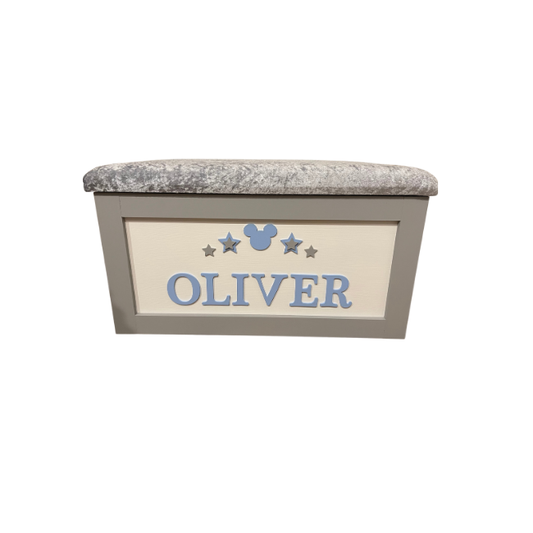 Personalised Children's Toy Box - Mickey Mouse & 3D Stars