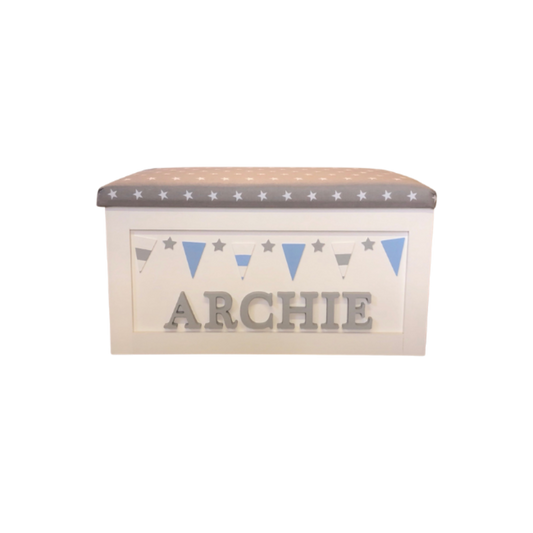 Toy box with 'ARCHIE' on a white background